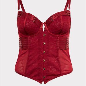 Torrid Red Lace & Mesh Corset/Bustier - Size 2